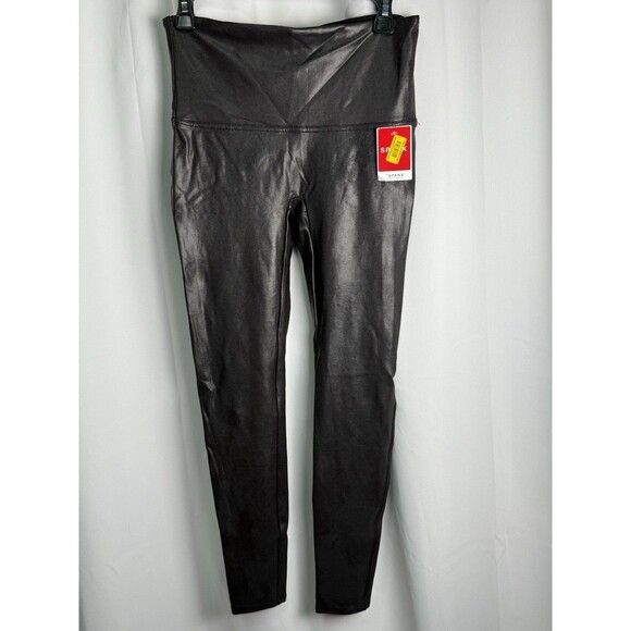Spanx Faux Leather Black Leggings Sz XL New - Picture 2 of 7